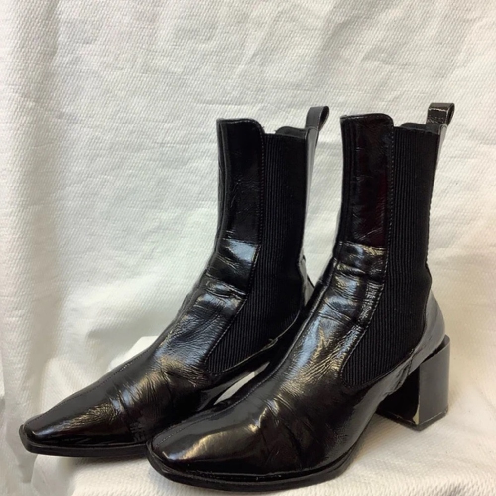 Zara Shiny Black Heeled Boots